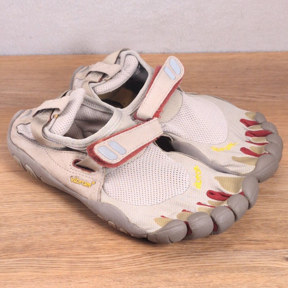 Vibram FiveFingers Women's 7 EU 38 Barefoot Running Shoes Gray Mesh W4423 Cream